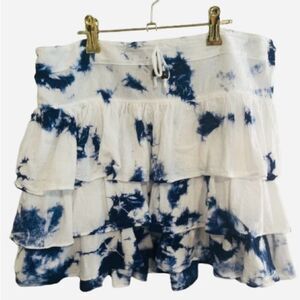 Blue and White Tiered Bubble Mini Skirt